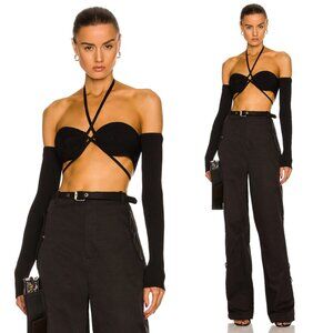 NWT Dion Lee Lustrate Bralette Spiral Rib Knit Strappy Halter Neck Off Shoulder